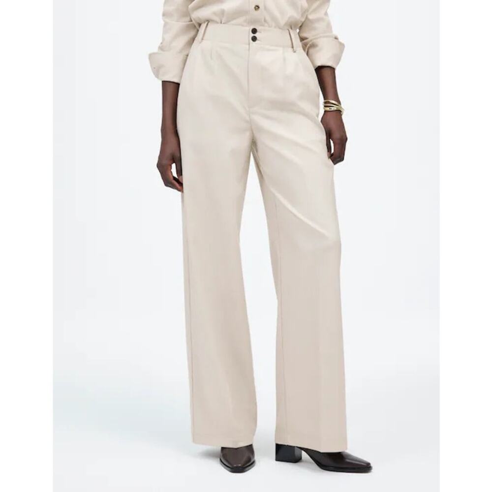 Madewell The Harlow Wide Leg Trouser Brushed Twill Pebble Stone High Rise Size 2